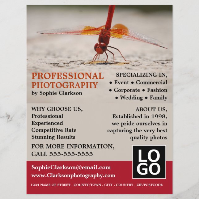 Flyer Red Dragonfly, fotografía, contratación de fotógra (Frente)