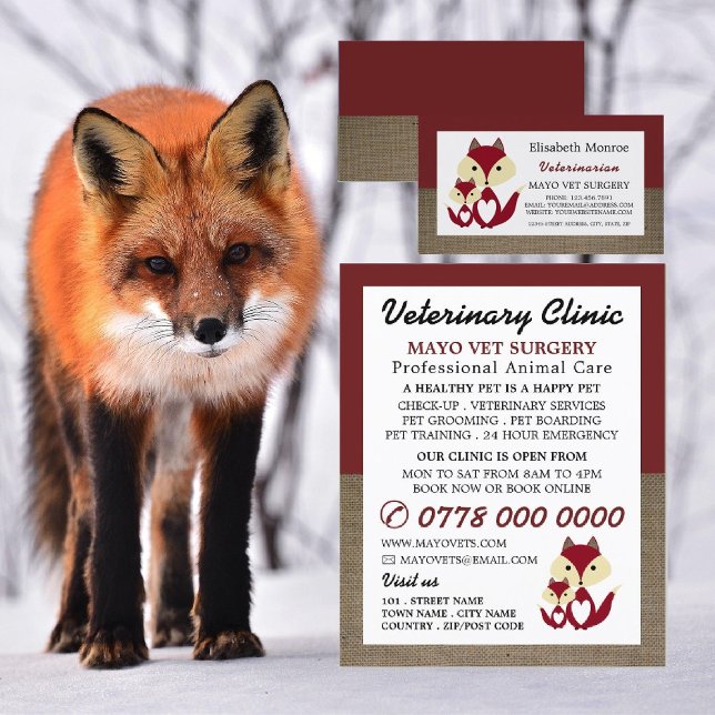 Flyer Red Fox, Veterinaria, Servicio Veterinario (Subido por el creador)