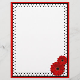 Flyer Red Gerbera Polka Dot Personalizar Tus Propios Vol
