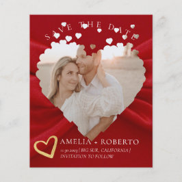 Flyer Red Heart Elegant Save the Date Photo Card