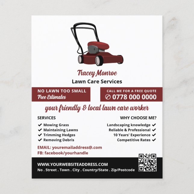 Flyer Red Lawn-Mower, Lawn Care Services (Frente)