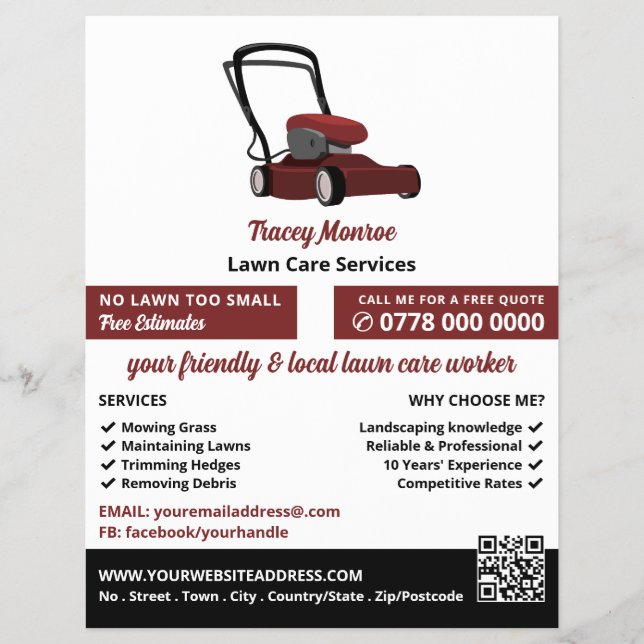 Flyer Red Lawn-Mower, Lawn Care Services (Frente)