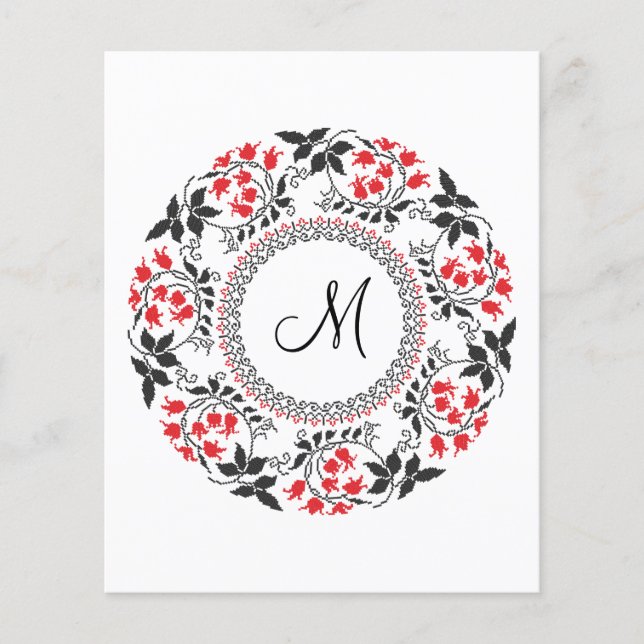 Flyer Red May liga anillo Monograma personalizado inicia (Frente)