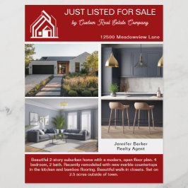 Flyer Red Real Estate Home Listing 2 Sided Modern