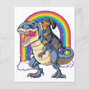 Flyer Regalos Dachshund montando dinosaurio T Rex niños 