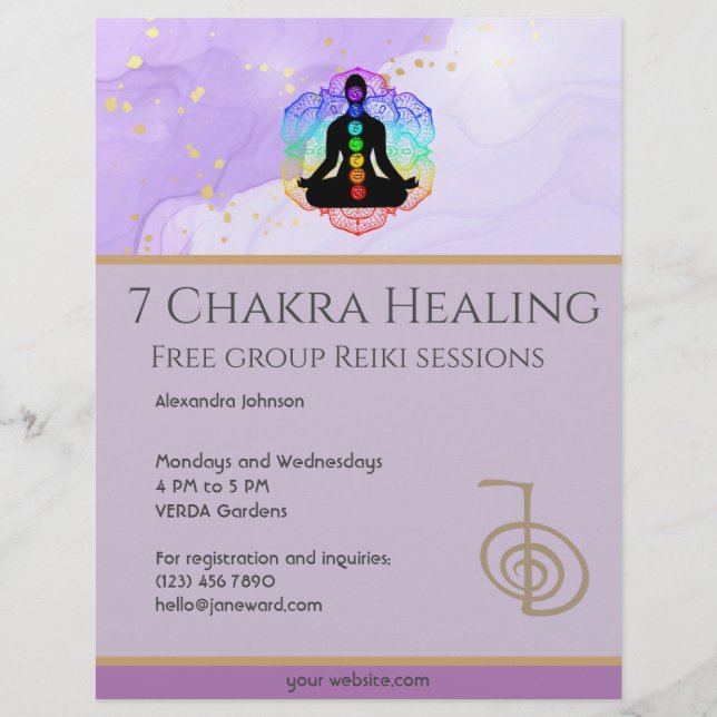 Flyer Reiki Master Zen Lavender Chakra Energy Healer (Frente)