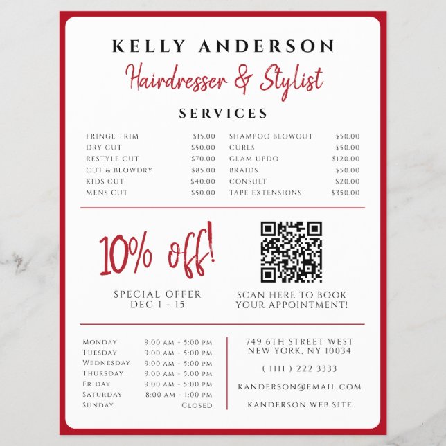 Flyer Reina de Corazones Servicios Fotográficos Peluquer (Frente)