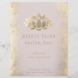 Flyer RELIEVE METALIZADO de oro FAUX salón de belleza de