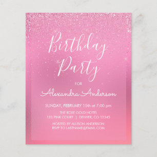 Flyer Relieve metalizado Rosado Presupuestario Girly Pur