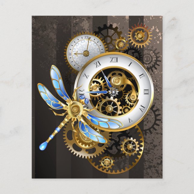 Flyer Reloj Steampunk con libélula mecánica (Frente)
