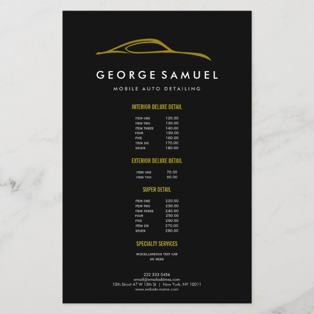 Flyer Reparación de Autos Personalizados y Detallado de  (Frente)