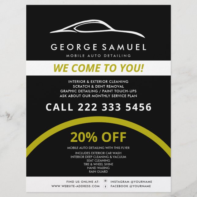 Flyer Reparación de Autos Personalizados y Detallado de  (Frente)