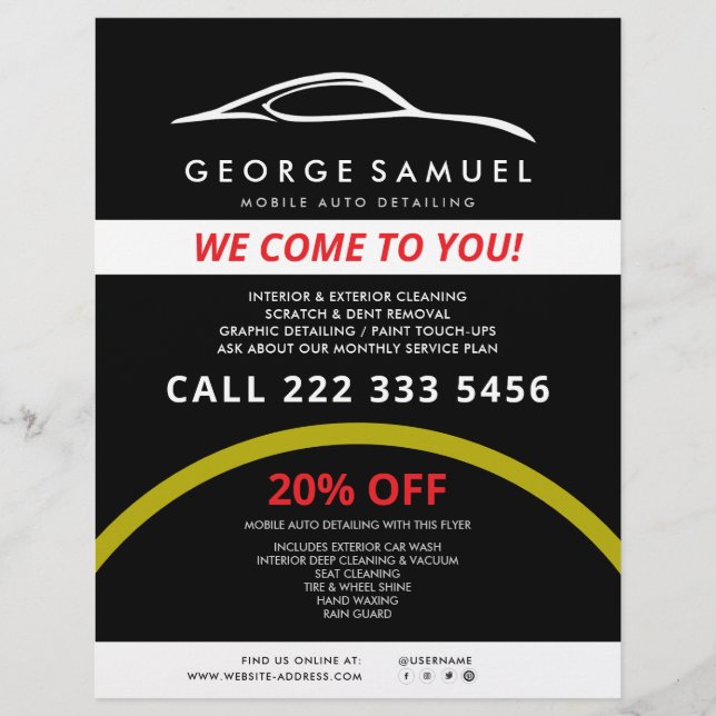 Flyer Reparación de Autos Personalizados y Detallado de  (Frente)