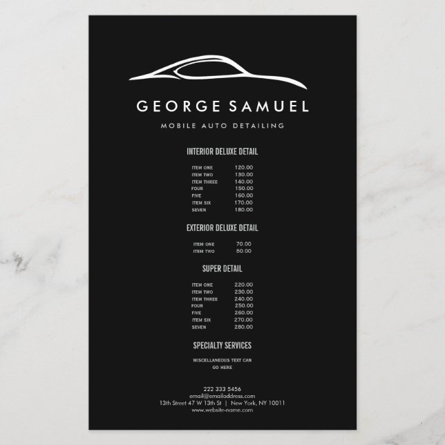 Flyer Reparación de Autos Personalizados y Detallado de  (Frente)