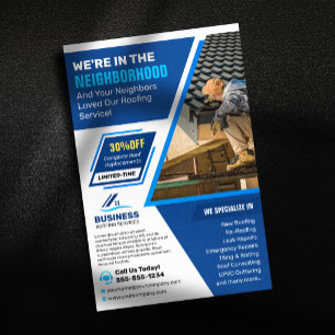 Flyer Reparación Local de Techos, Re-Techos, Servicio de