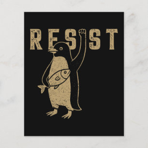 Flyer Resista del activismo pingüino diseño gráfico vint