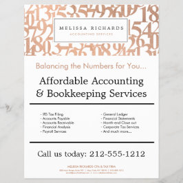 Flyer Responsable de números de oro de Rosa profesional 