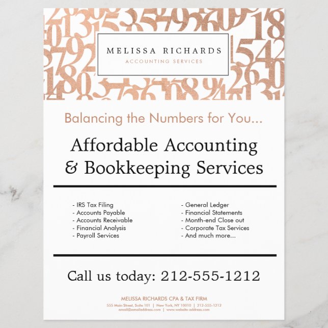 Flyer Responsable de números de oro de Rosa profesional  (Frente)