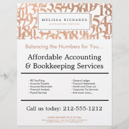 Flyer Responsable de números de oro de Rosa profesional 