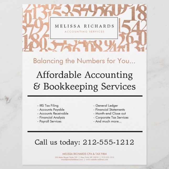 Flyer Responsable de números de oro de Rosa profesional  (Frente)