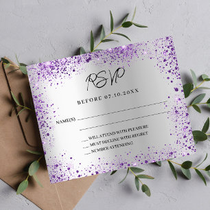 Flyer Respuesta del boda de presupuesto violeta plateado