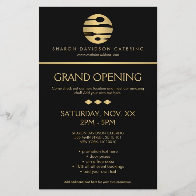 Flyer Restaurante con el logotipo Luxe Gold Catering, Ch (Frente)