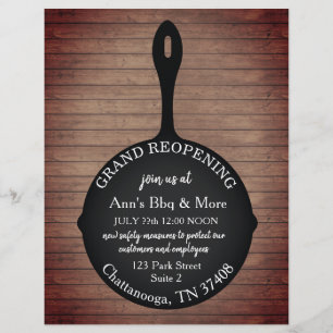 Flyer Restaurante Reabriendo Skillet Wood