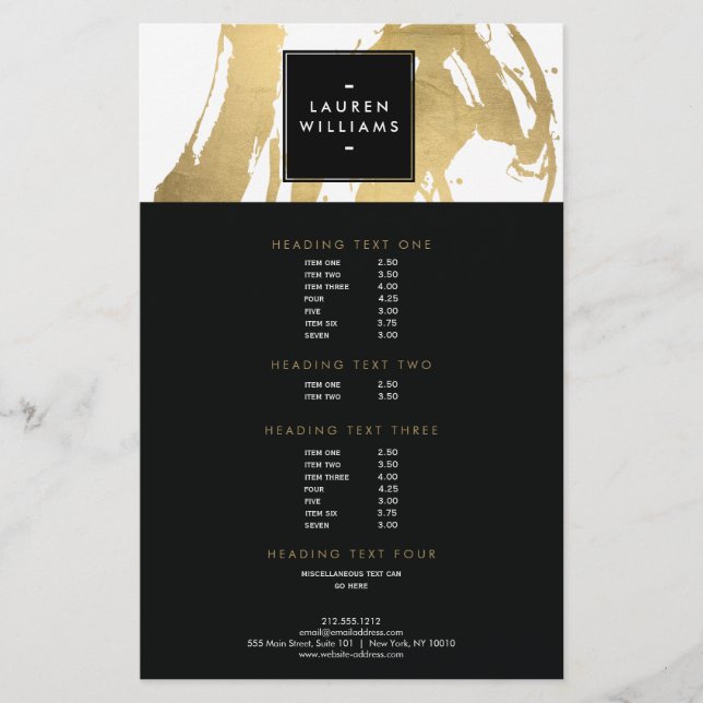 Flyer Resumen de brochas de oro falsas en blanco (Frente)