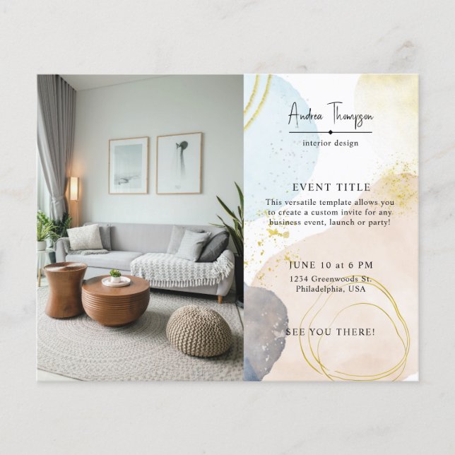 Flyer Resumen de fotos Formas de acuarela Relieve metali (Frente)