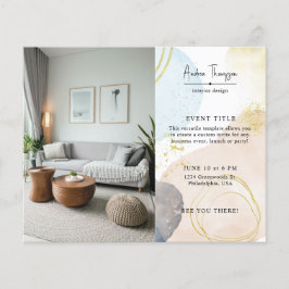 Flyer Resumen de fotos Formas de acuarela Relieve metali