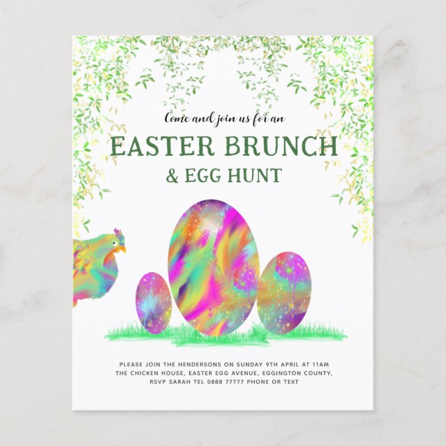 Flyer Resumen de la acuarela del Brunch de la cacería de (Frente)