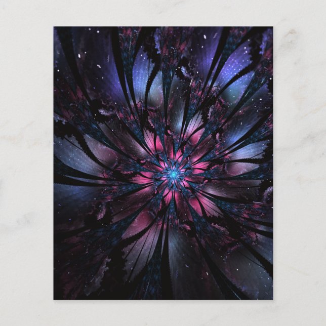 Flyer Resumen del diseño de flor fractal. (Frente)