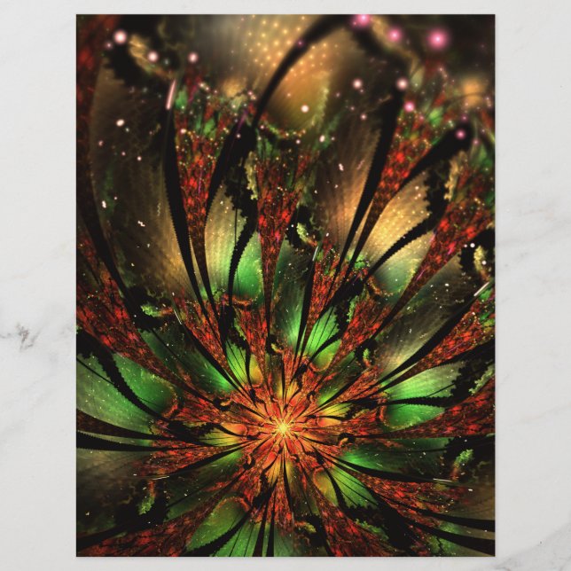 Flyer Resumen del diseño de flor fractal. (Frente)