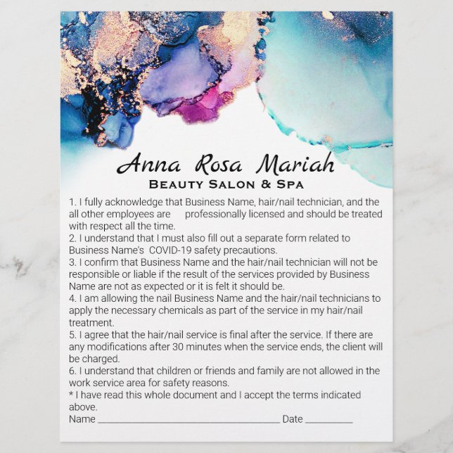 Flyer *~* Resumen Exención de responsabilidad + Belleza  (Frente)