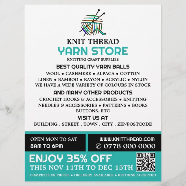 Flyer Resumen Yarn, Tienda De Compra, Tienda Yarn (Frente)