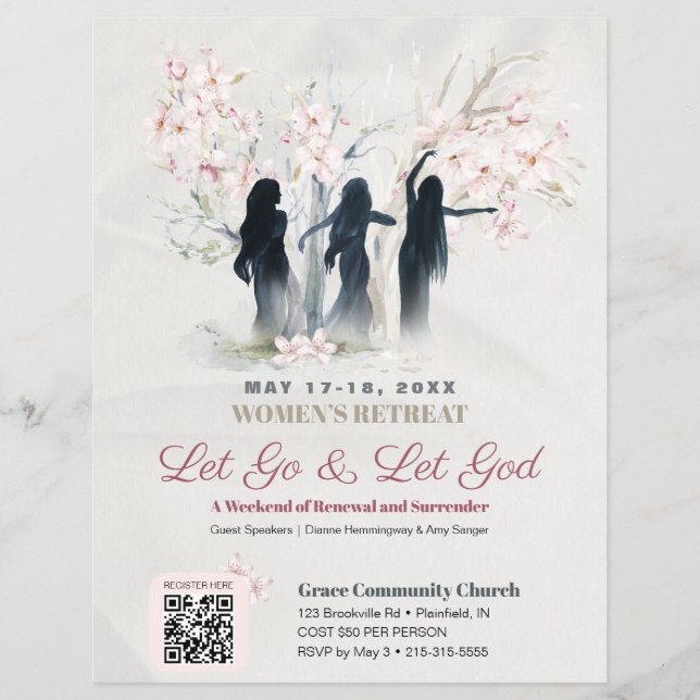 Flyer Retiro Cristiano de Mujeres Flor de Rosa Suave (Frente)