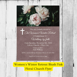 Flyer Retiro de Invierno para Mujeres Blush Rosa Floral