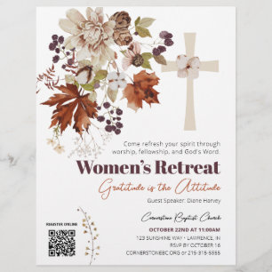 Flyer Retiro Rústico de Mujeres en la Iglesia Floral de