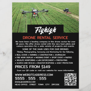 Flyer Retrato de drones cultivadores, empresa de alquile