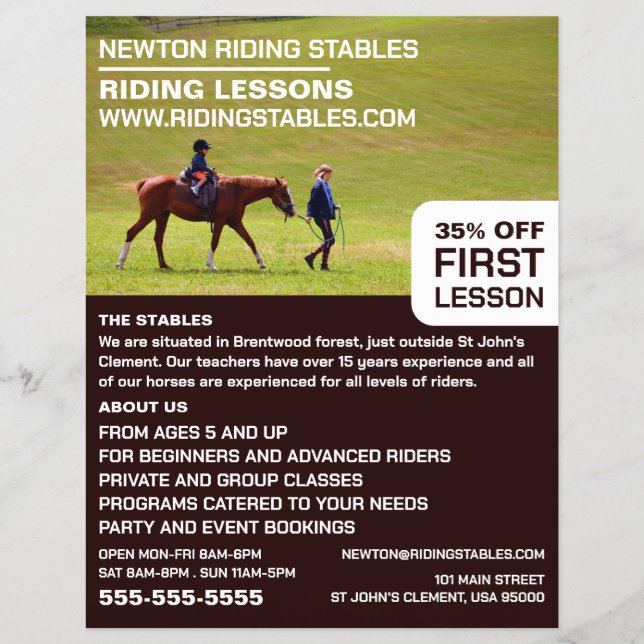 Flyer Retrato de equitación, instructor de equitación, A (Frente)