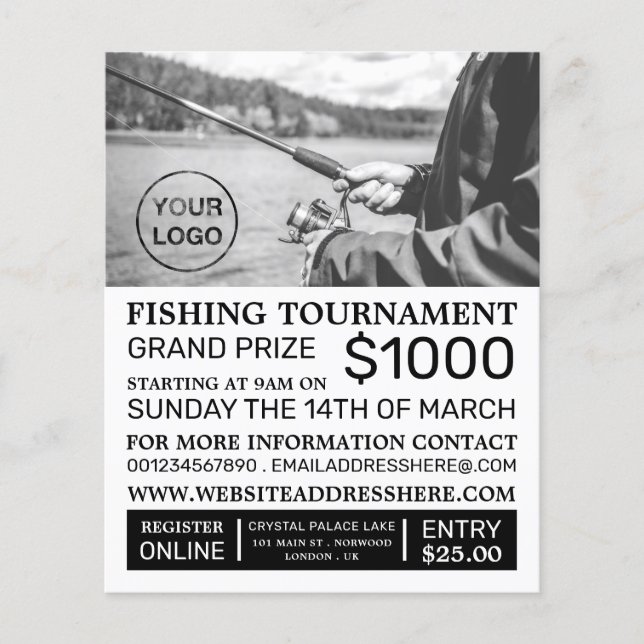Flyer Retrato de pesca, Anuncio del Torneo de Pesca (Frente)
