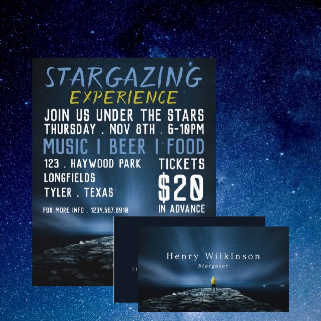 Flyer Retrato de Stargazer, anuncio de evento de planeta (Subido por el creador)