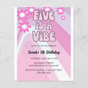 Flyer Retro 5 es un cumpleaños rosa arcoiris visible