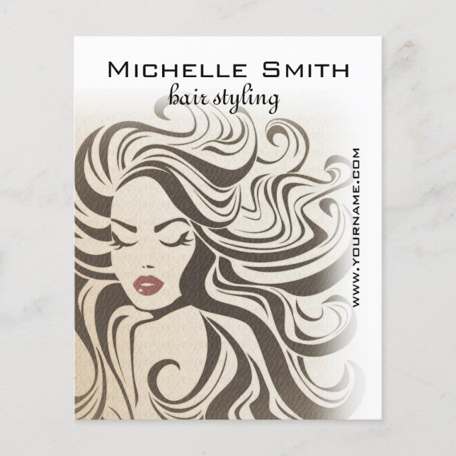 Flyer Retro girl with wavy hair Hairstyling branding (Frente)