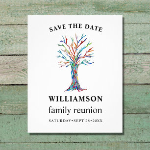 Flyer Reunión de familia de árboles de familia Guardar f