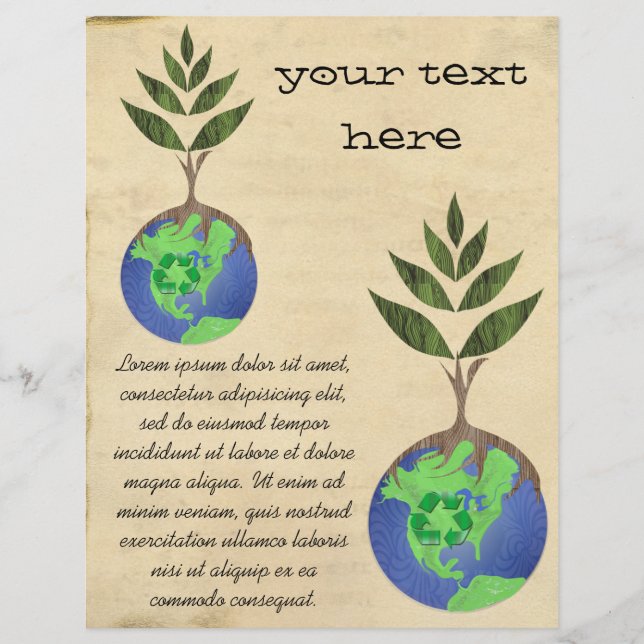 Flyer Reutilizar Reducir el Glóbulo de la Tierra del Árb (Frente)