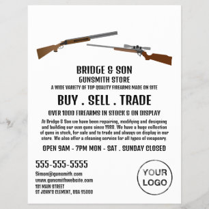 Flyer Rifle & Shotgun, Gunsmith, anuncio de tienda de ar