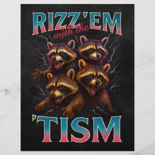 Flyer Rizz Em Con El Tism Meme Autism Racoon Gracioso
