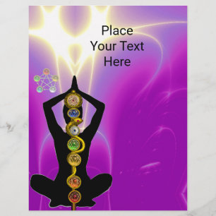 Flyer ROD DE ASCLEPIUS,7 CHAKRAS YOGA LOTUS POSE rosado