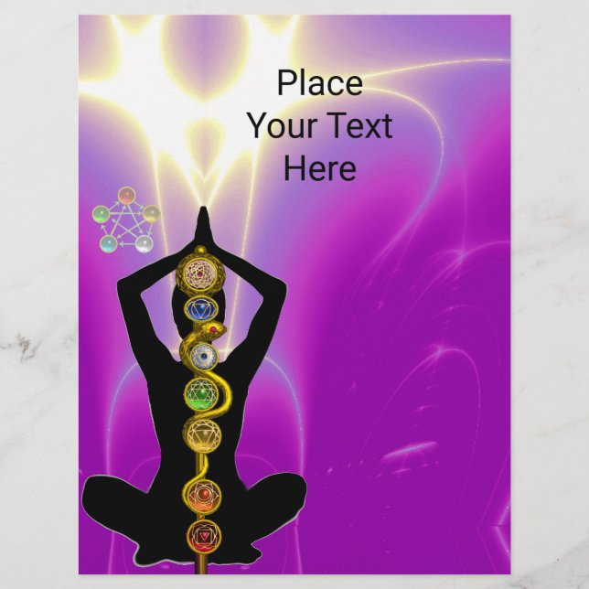 Flyer ROD DE ASCLEPIUS,7 CHAKRAS YOGA LOTUS POSE rosado (Frente)
